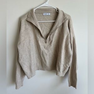 Ribbed zip collars sweater